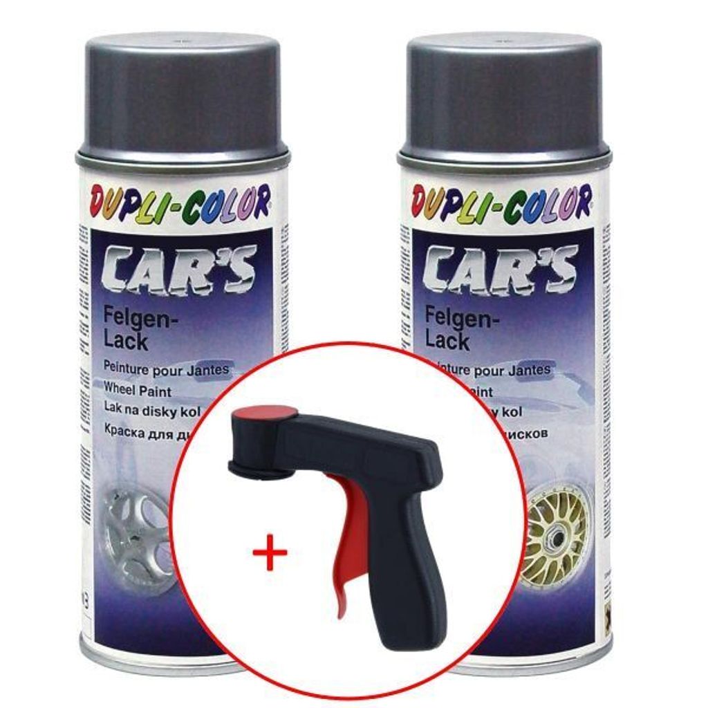 Car's Rallye Lack Alu-Felgensilber 2x400 ml. + 1 Spraydosen Handgriff