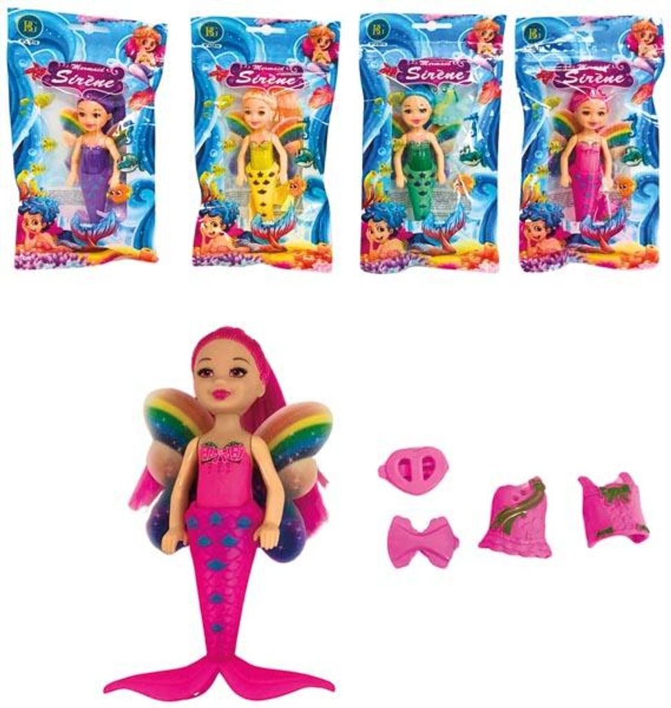 Puppe Meerjungfrau 14cm, farbig sortiert 4 Farben