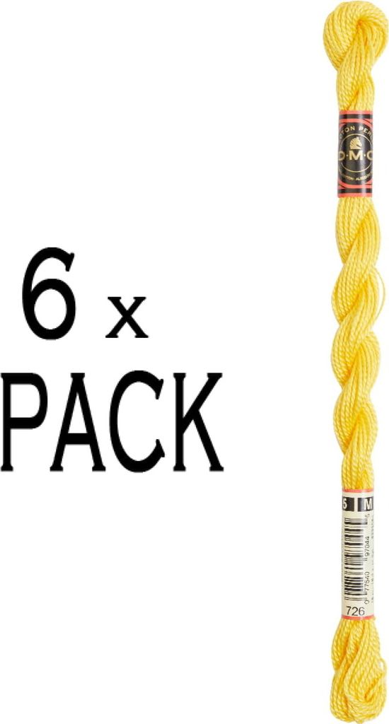 6x DMC Perlgarn Stärke 5, 15 m, 115AR/5-726, VPE