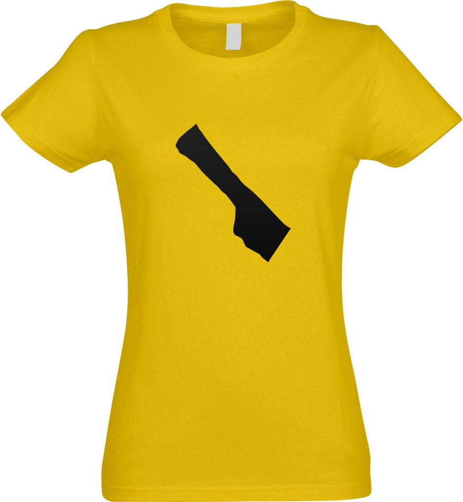 Kiwistar - T-Shirt tailliert - Damen - gelb - Gazastreifen Umriss Kontur - mit Motiv Bedruckt - Funshirt Design - Sport - Freizeit - Damen - L