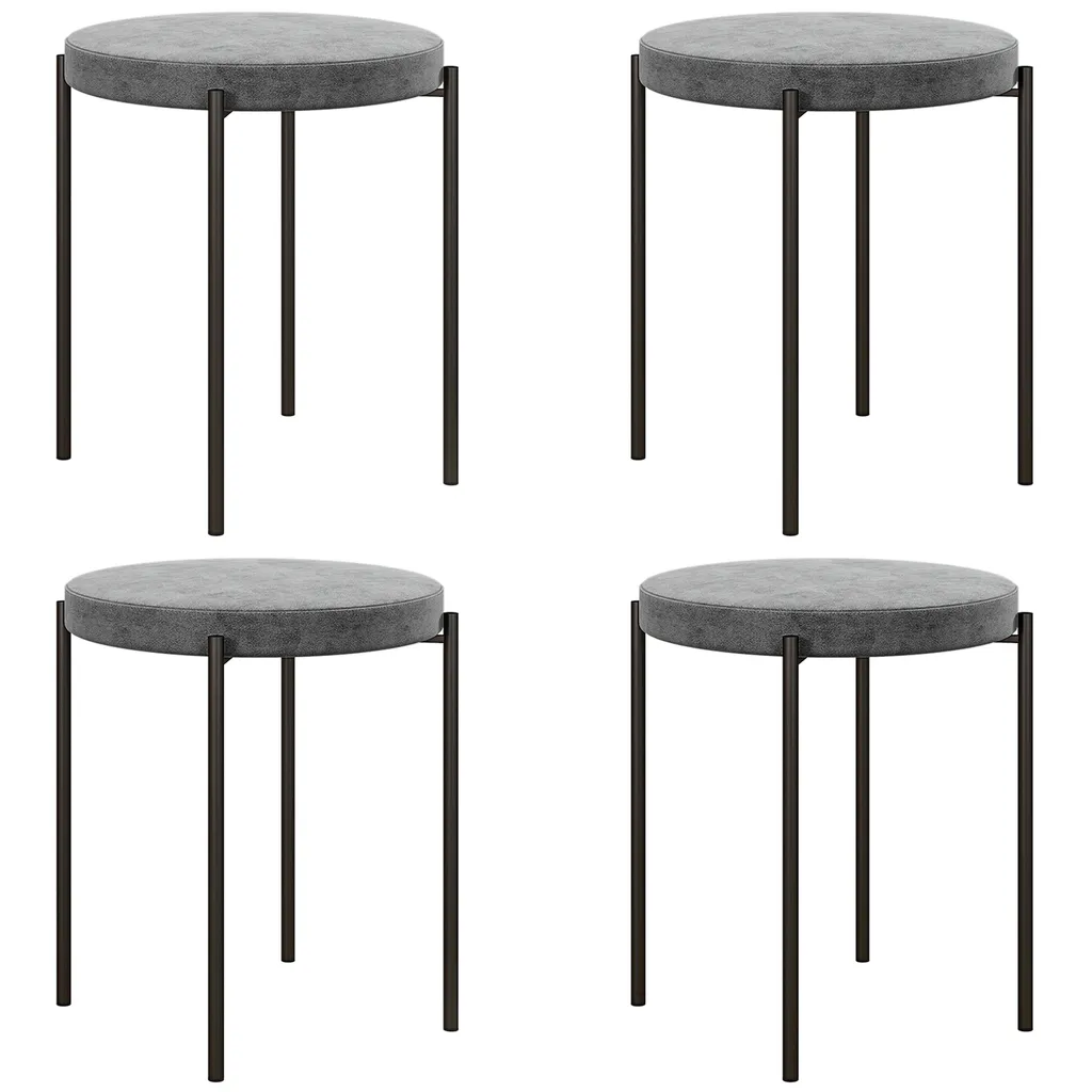 Tabouret de Salle à Manger Lot de 4 Sièges Velours pour Petit Espace