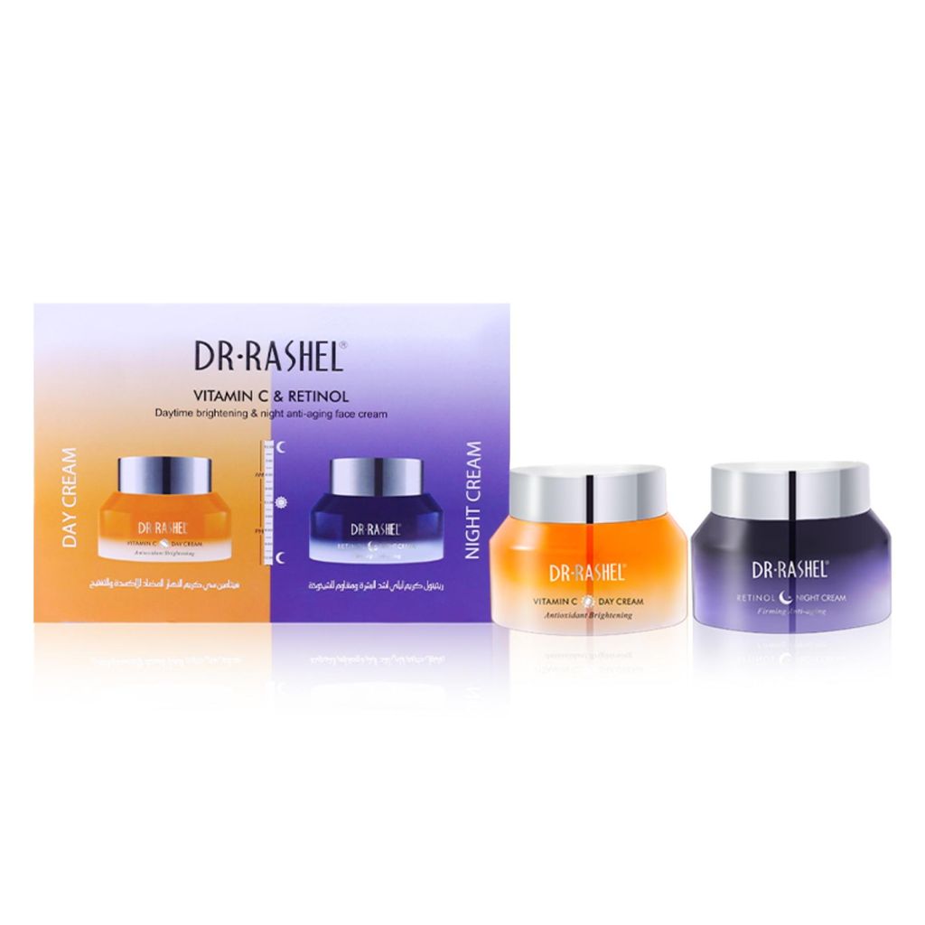 Gesichtspflege Set Gesichtscreme Tagespflege Nachtpflege Vitamin C + Retinol Creme 2x 50ml