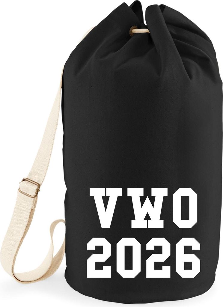 Huuraa Seesack VWO 2026 Abschluss Niederlande 20 Liter Black Baumwolle Rucksack Geschenkidee