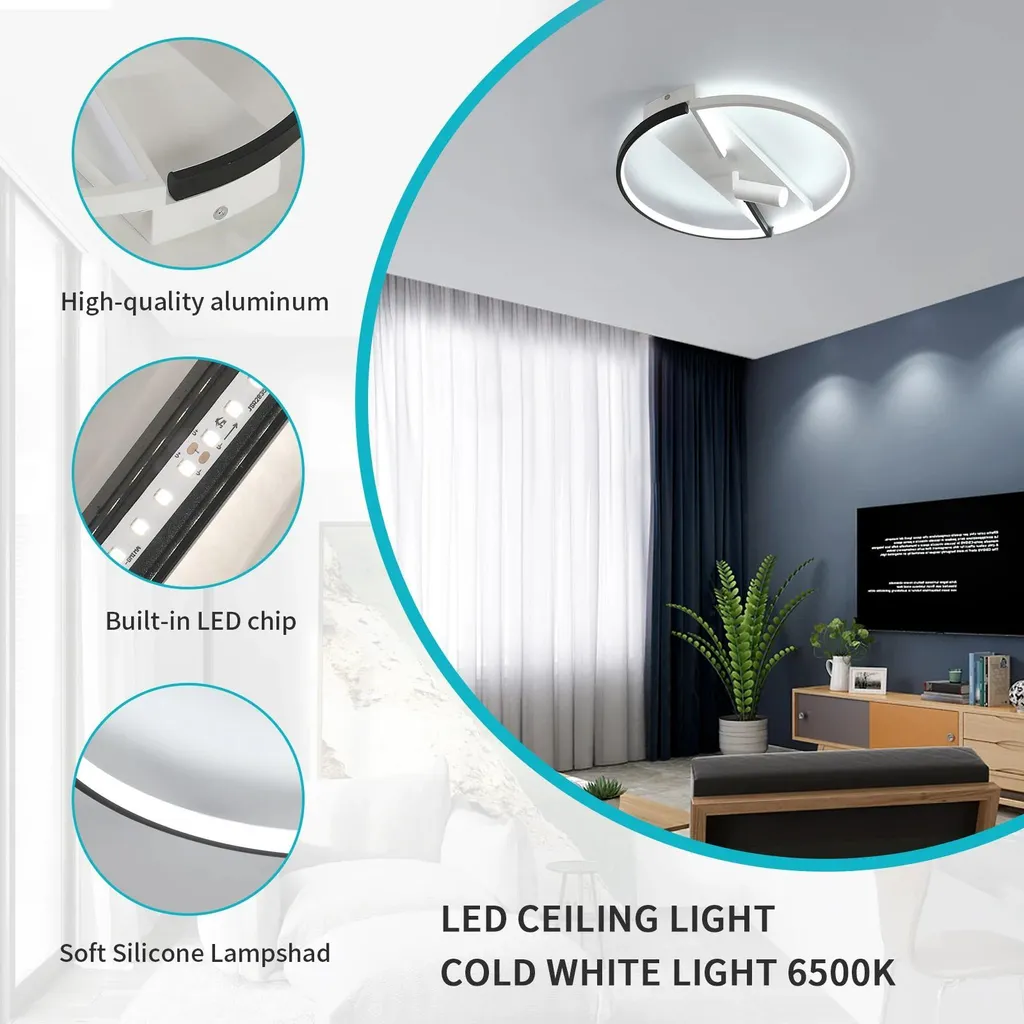 Plafonnier LED Haute Luminosité 42W - Blanc Froid 6500K - Rendu Ra 80 Fixe