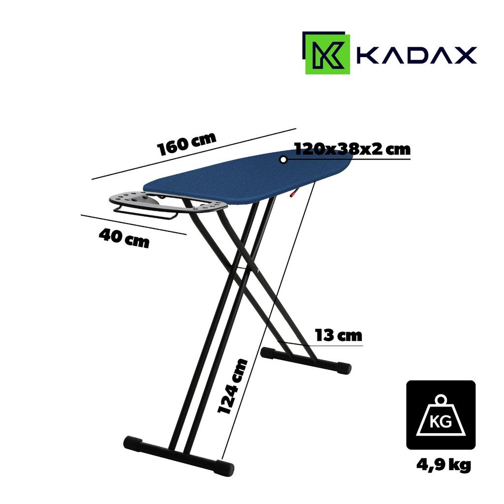 KADAX klappbares Bügelbrett, groß, 120 x 38 cm breit, Produktbild 