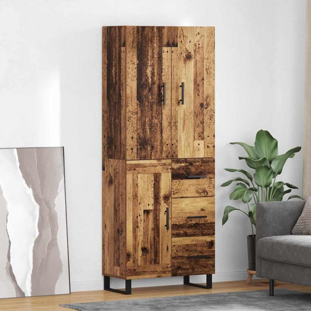 "Schlussverkauf" Highboard mit Schubladen 2 Stück - Standschrank Mit Stauraum - Altholz 69,5x34x180 cm C6558