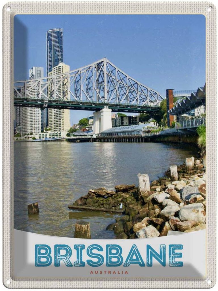 vianmo Blechschild 40x30 cm Brisbane Australien Innenstadt Bildmotiv Reisemotiv Abenteuer Reisen Urlaub
