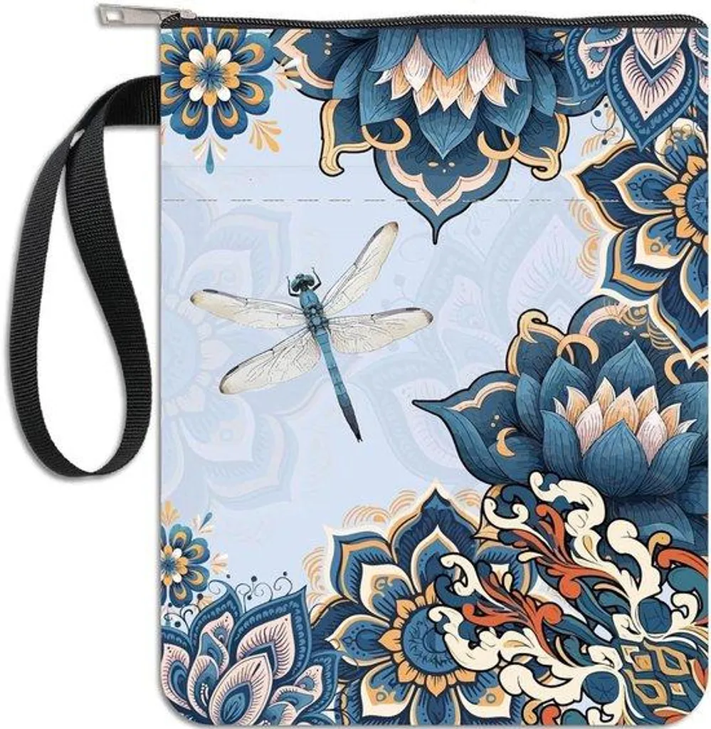 Housse anti-écornure pour livre avec zip et motif fleurs pour femmes