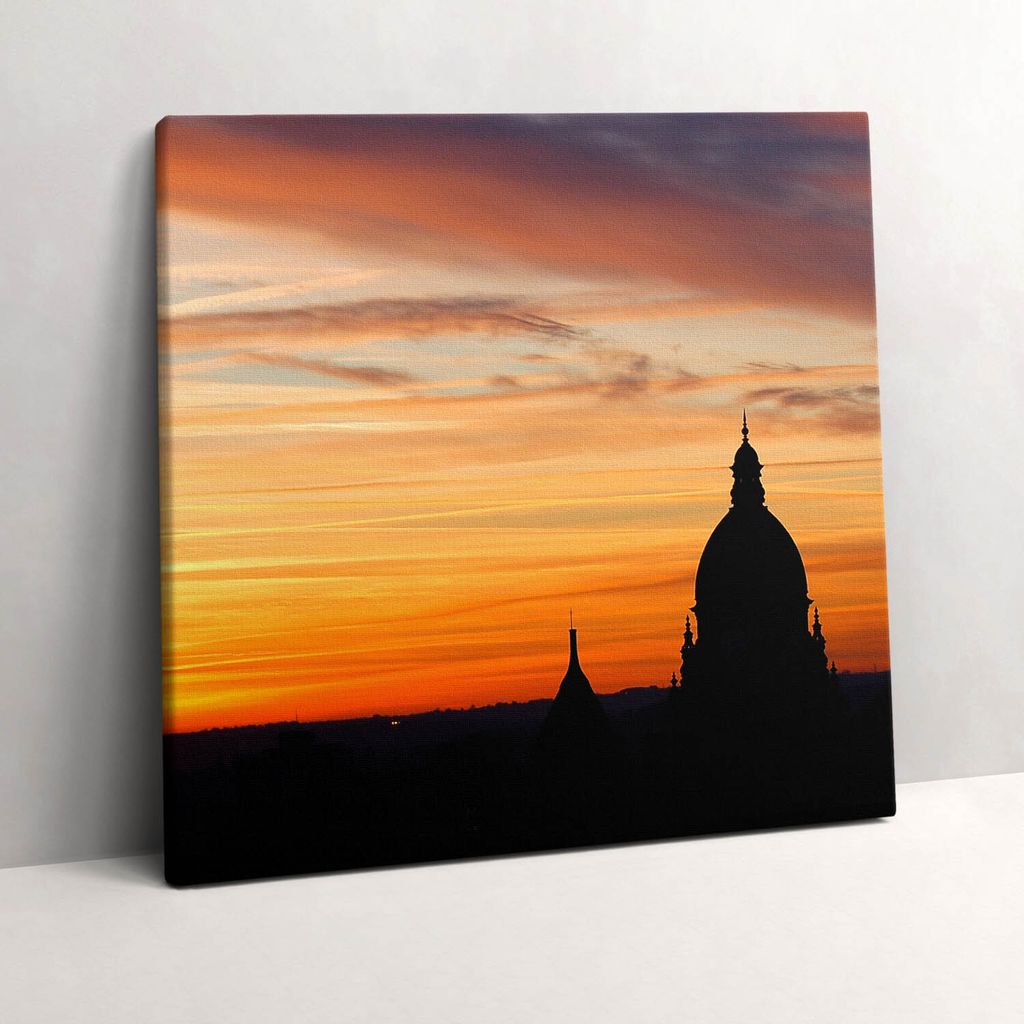 Building at sunset – Leinwandbild Wandbild – 60x60 cm – Leinwandbilder – Wandbilder – Schlafzimmer – Flur