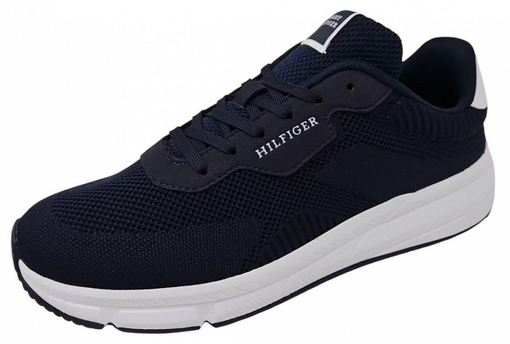 Tommy Hilfiger Lightweight RWB Knit sportlicher Schnürer Blau Freizeit, Schuhgröße:44 EU