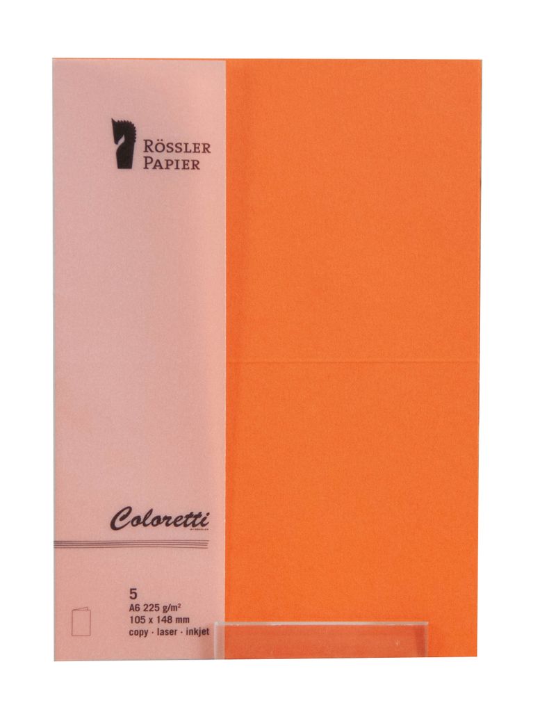 Coloretti Karten A6 Apfelsine im 5er Pack ungefalzt zum Selbstgestalten