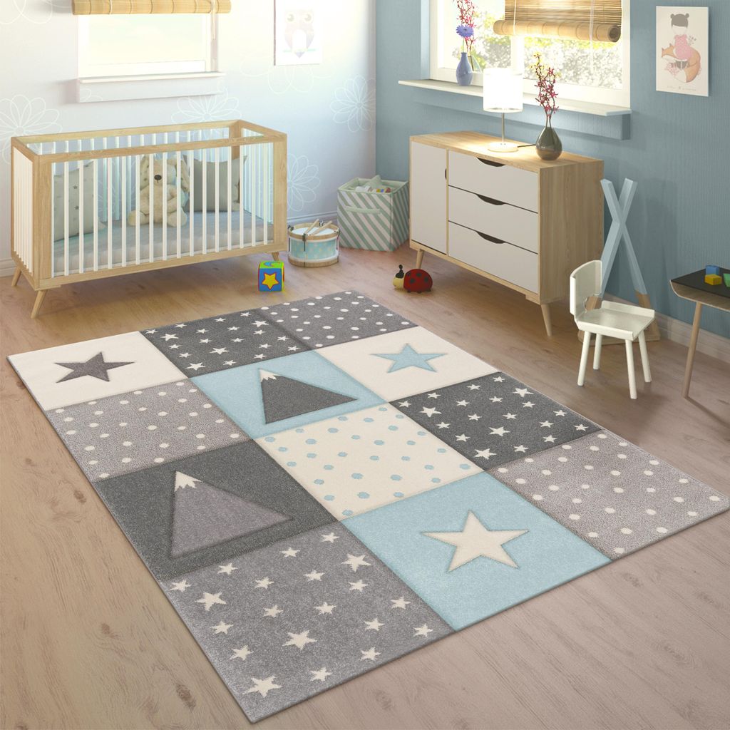 Kinderteppich Teppich Kinderzimmer Pastell Kariert Punkte Produktbild 