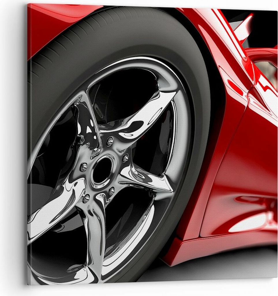 Bild auf Leinwand - Leinwandbild - Sportwagen Rad Felge - 70x70cm - Wand Bild - Wanddeko - Leinwanddruck - Bilder - Kunstdruck - Wanddekoration - L...