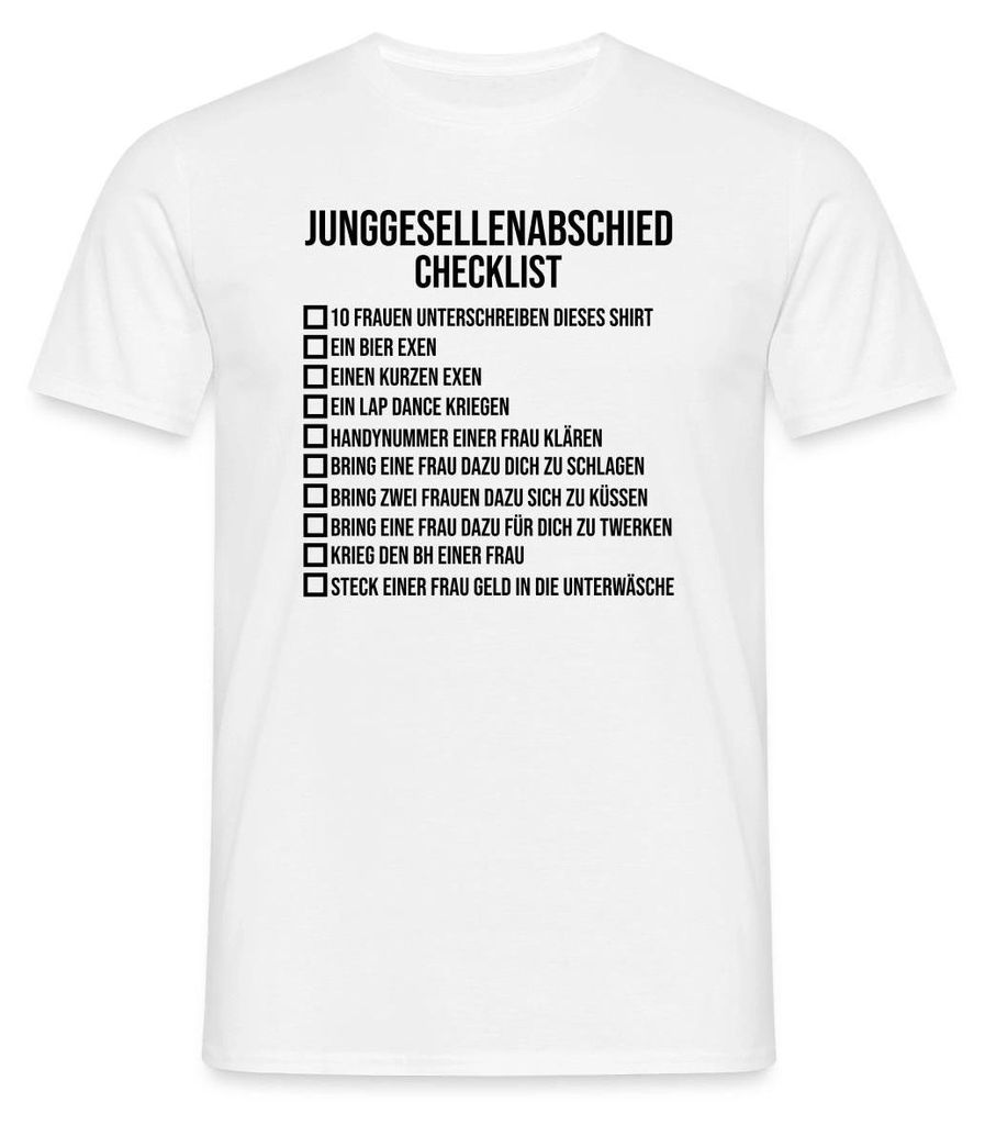 Spreadshirt JGA Team Bräutigam Junggesellenabschied Checkliste Aufgaben Männer T-Shirt, XL, Weiß