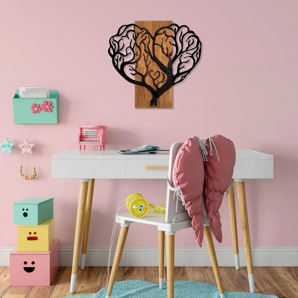 Wallity Brain- SKL2415 Noce/Nero 58x62cm - Arredo Parete Legno - 3