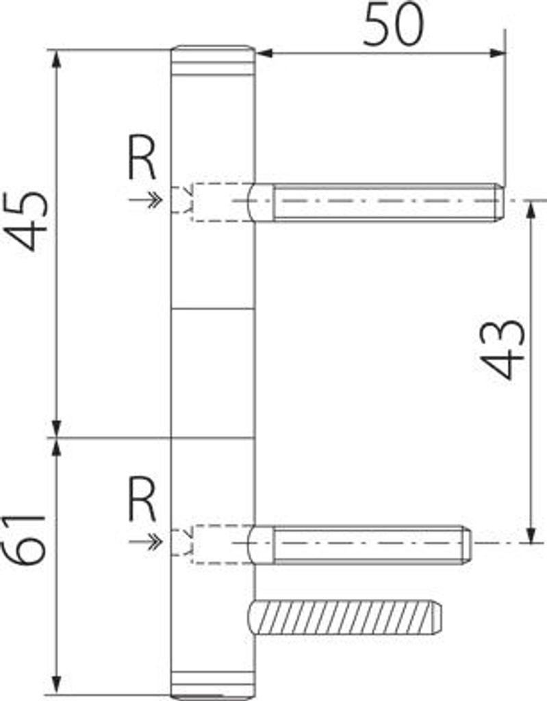 Scharnier 16 C gerade Chrom