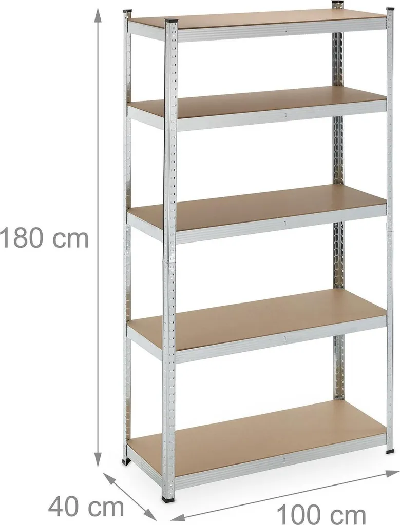Rayonnage utilitaire 5 tablettes modulables pour garage et entrepôt pro - 4