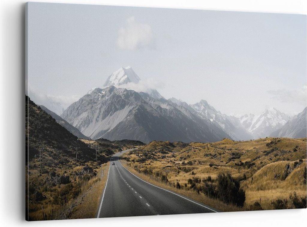 Bild auf Leinwand - Leinwandbild - Einteilig - Weg Berg Gipfel - 120x80cm - Wand Bild - Wanddeko - Wandbilder - Leinwanddruck - Bilder - Wanddekora...