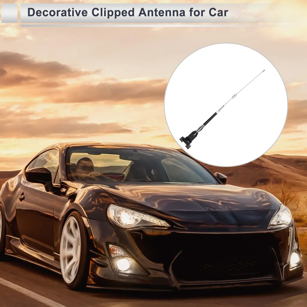 Antenne Décorative Factice Universelle 23,2 Pouces Noire et Argentée