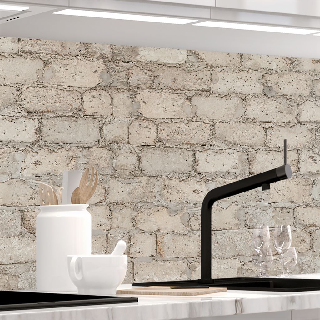 Küchenrückwand selbstklebend Matt-Optik - ALTE MAUER - 1.8mm, versteift, alle Untergründe, Hart PET Material, PREMIUM 60 x 280cm