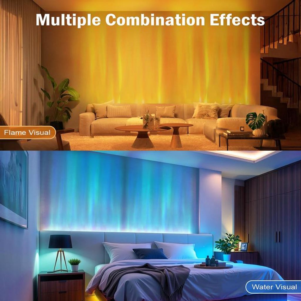 Wasserwellen LED Lampe 83cm Dynamische Lichtdekoration App + Fernbedienung Steuerung Stimmungslicht für Wohnzimmer Deko