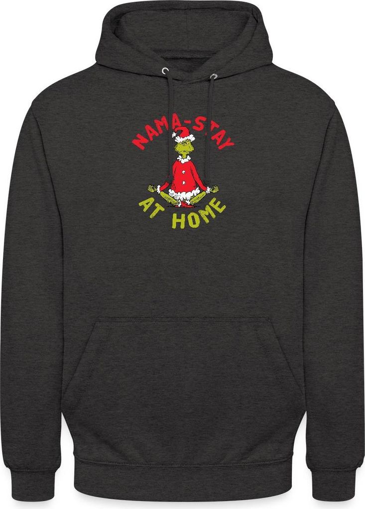 Spreadshirt Der Grinch Meditation Nama-Stay At Home Uni Hoodie, S, Anthrazit