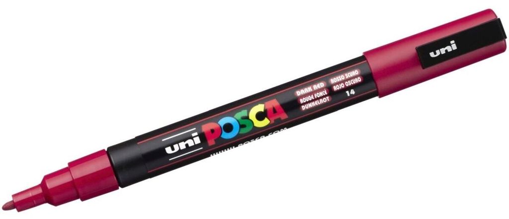 POSCA PC-3M, Červená, Vícebarevný, Dark red, 1 barva/barev, Obrázek produktu 