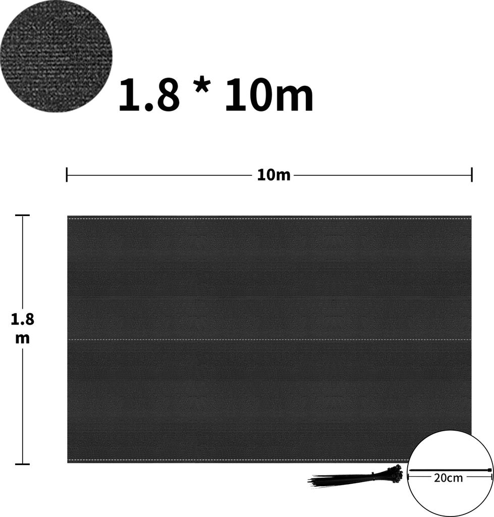 XMTECH 1,8x10m HDPE Zaunblende Tennisblende Sichtschutz Produktbild 2