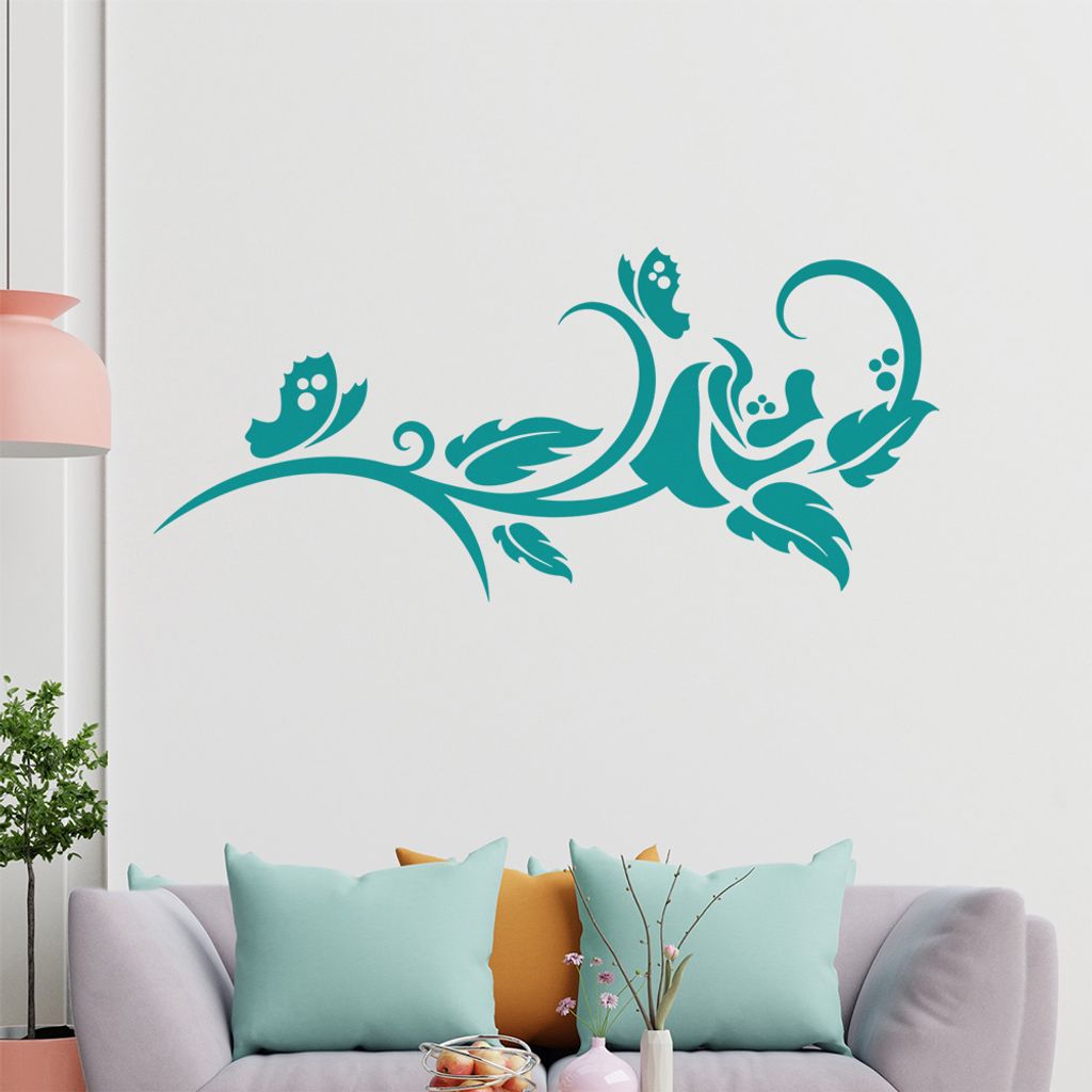 Falter Schmetterling Ranke Wandtattoo in 6 Größen - Wandaufkleber Wall Sticker - Dekoration, Küche, Wohnzimmer, Schlafzimmer, Badezimmer