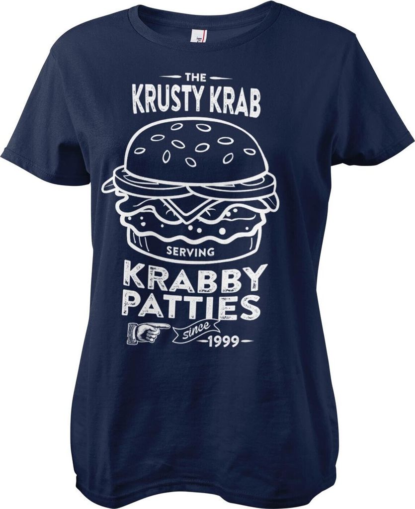 The Krusty Krab Serving Krabby Patties Girly Tee - Large - Navy