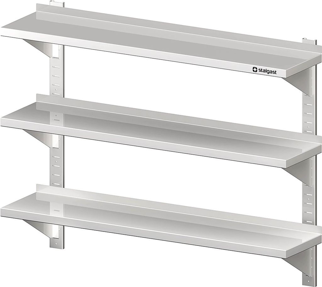 Dreifach-Wandbord mit Konsolen, und Wandschienen, 800x400x930 mm, höhenverstellbar, verschweißt