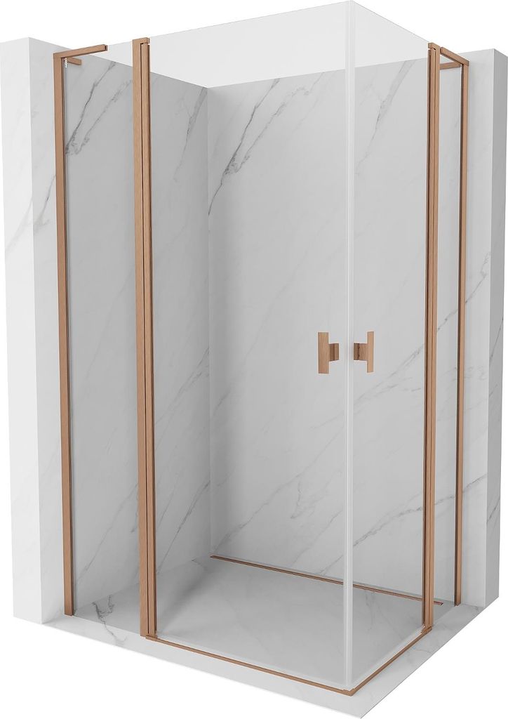 Mexen Mist L Duo Duschkabine schwenkbar 120 x 115 cm, transparent, gebürstetes Kupfer - 8A4L-120-115-65-00