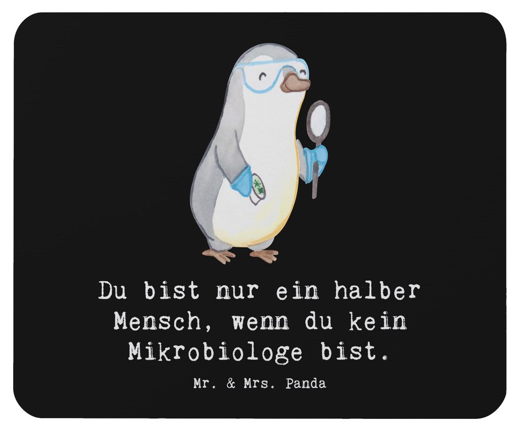 Mr. & Mrs. Panda Mousepad Mikrobiologe Herz - Schwarz - Geschenk, Beruf, Spruch, Forschung, laptop, mausteppich, Labor, Mauspad, Mouse Pad, mousematte