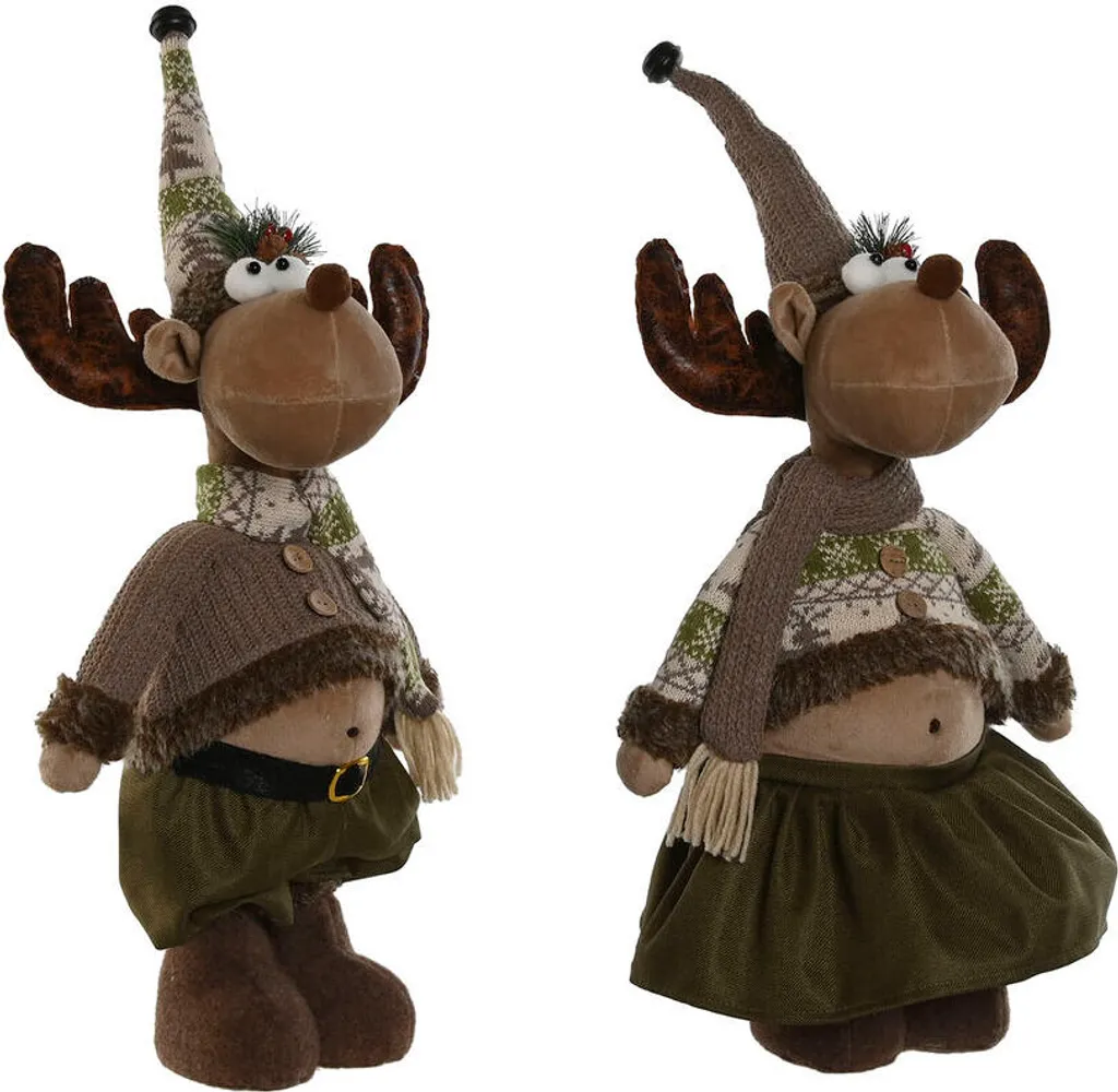 Rennes de Noël Home ESPRIT Marron Vert 25 x 15 x 55 cm - Lot de 2 Pièces