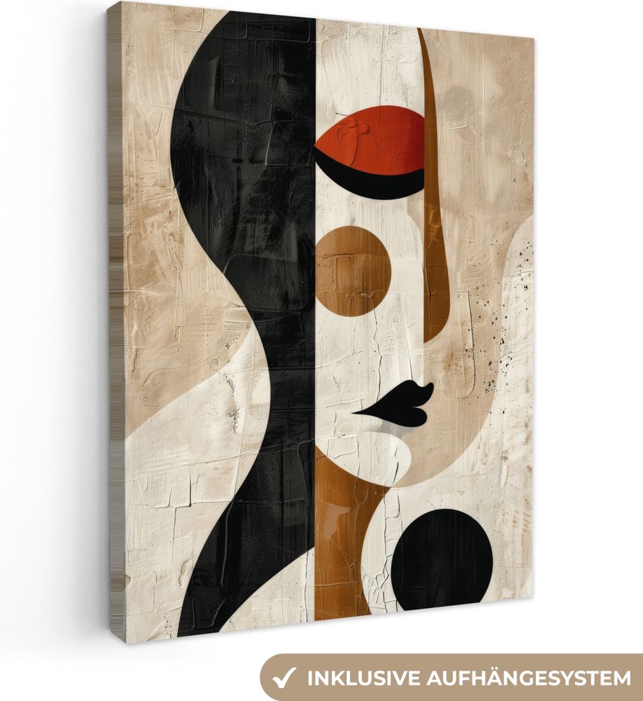MuchoWow - Leinwandbilder - Gesicht - Abstrakt - Kunst - Formen, Wandbild, Wanddeko Bilder Wohnzimmer, 30x40 cm
