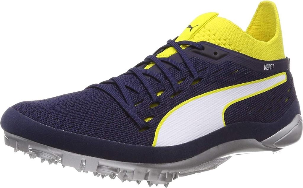 Puma evoSpeed Netfit Sprint 2 Spikes Spikeschuhe Laufschuhe blau/gelb/weiss 192258-01, Schuhgröße:43 EU