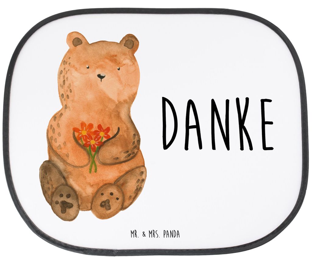 Mr. & Mrs. Panda Hitzeschutz Auto Bär Dankbar - Weiß - Geschenk, Blumen, Sonnenschutz Seitenscheibe, Sonnenblende, für Autoscheiben, Teddy, Dank...