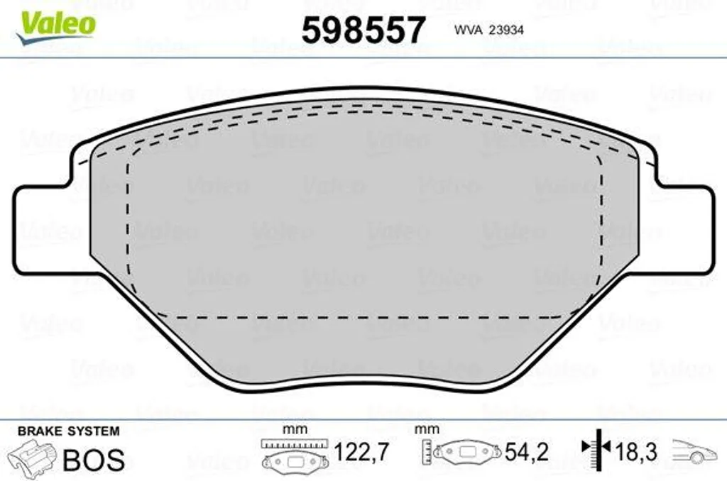 Plaquettes de frein Valeo 598557 OE 410609192R pour Renault Megane