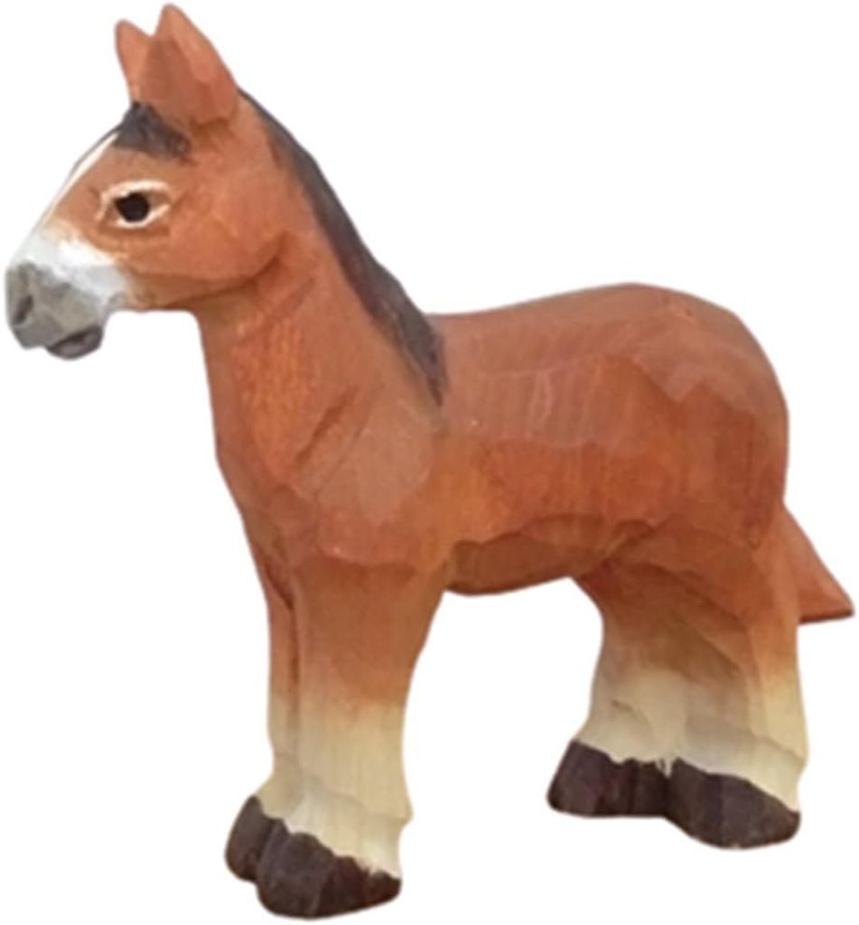 Wudimals - 40643 - Bauernhoftiere, Fohlen, Holz, handgeschnitzt, handbemalt, 7,5cm x 8cm x 2,5cm