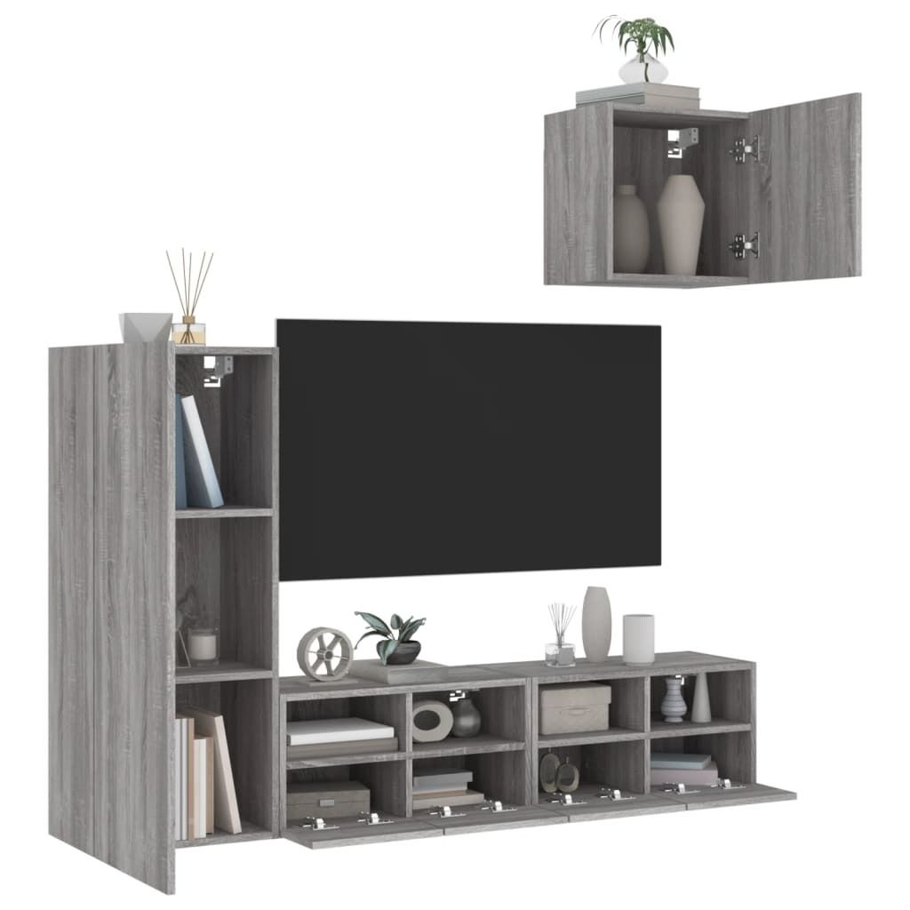 Maison Exclusive - 4-tlg. Wohnwand Grau Sonoma Holzwerkstoff