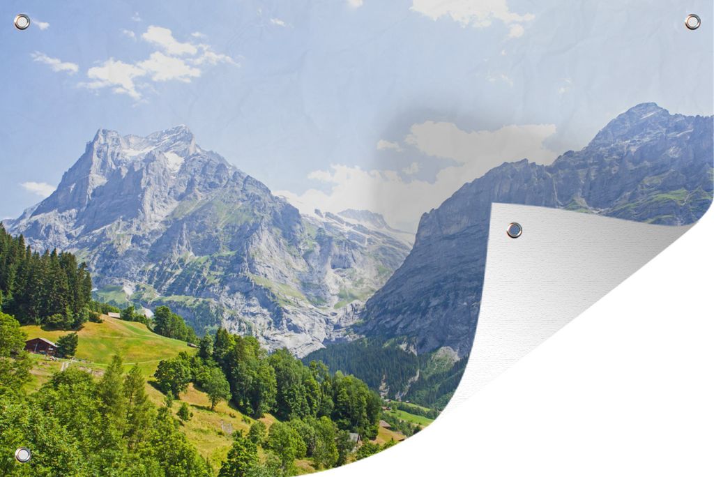 MuchoWow 120x80 cm Outdoor-Poster Gartendeko Sichtschutz Garten Poster für den Garten Panorama der Junfrau bei Eiger in der Schweiz