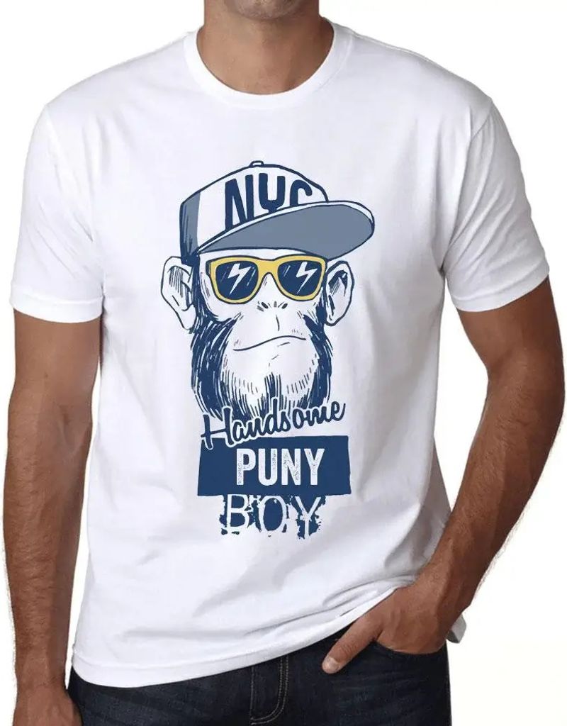 Herren Grafik T-Shirt Hübscher Junge mickrig – Handsome Boy Puny – Öko-Verantwortlich Vintage Jahrgang Kurzarm Lustige Druck Geburtstag Gesch...