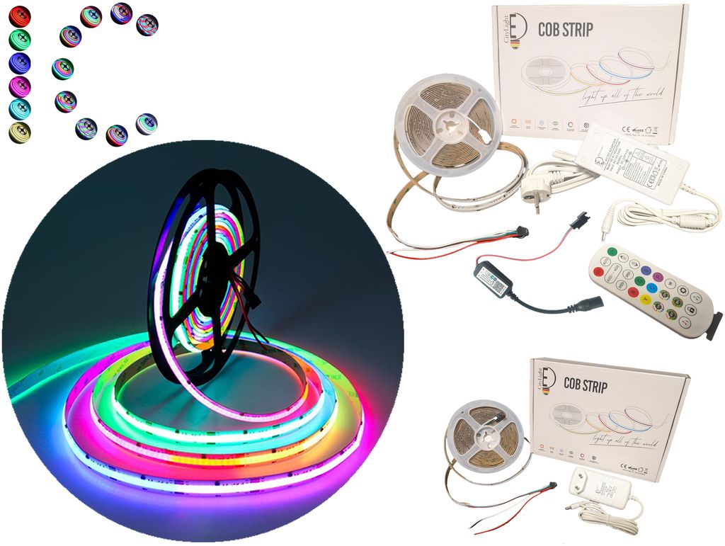15 Meter COB RGBIC LED Strip Set. 24V, Dimmbar, 576 LEDs/M, Produktbild 