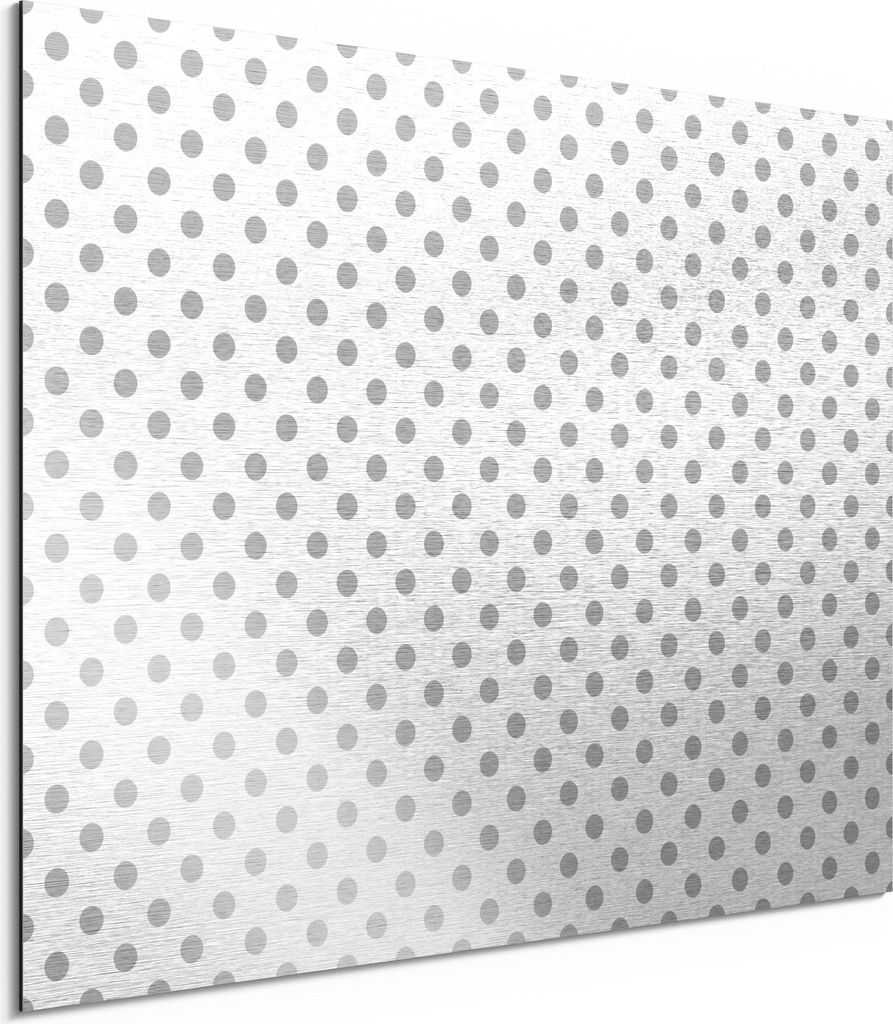 DEQORI Alu-Dibond Bild Silber 40x30 cm 'Punkt für Punkt' Wandbild Metall dünn Design