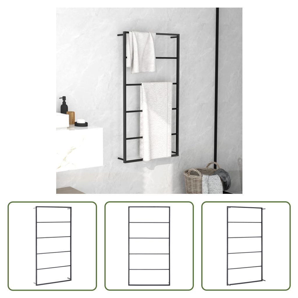 The Living Store Handtuchständer Schwarz 60x10x116 cm Stahl