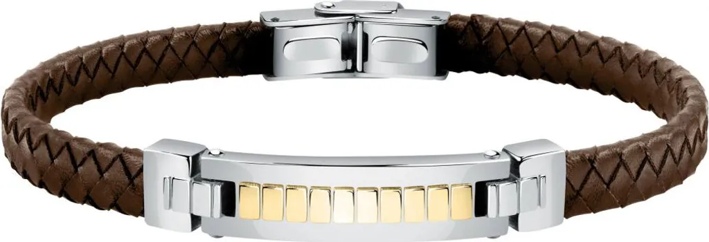 Bracelet en cuir tressé avec ornement acier Moody SQH34 haute qualité