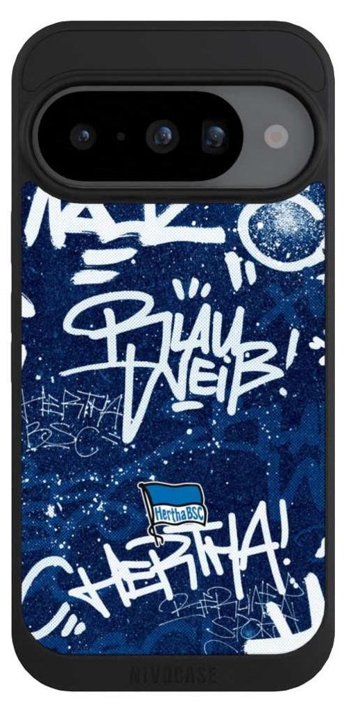 NIVOCASE Handyhülle für Google Pixel 10 Hülle NIVOpure Case Schwarz Graffiti Hertha BSC Offizielles Lizenzprodukt