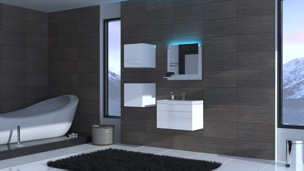 Ensemble Miroir et Meuble de Salle de Bain ALIUS 30 Blanc sans LED 60cm