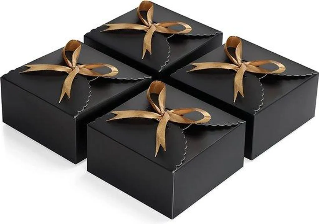 Lot de 50 sacs d'anniversaire noirs avec nœud élégant pour cadeaux