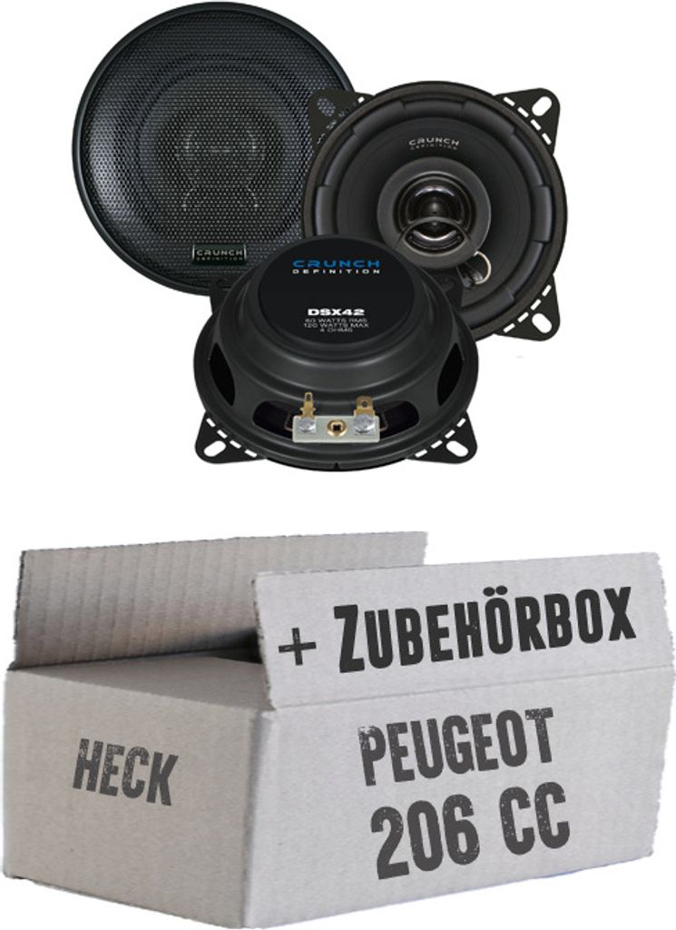 Crunch DSX 42 - 10cm Koax-System - Einbauset passend für Peugeot 206 CC Heck - justSOUND